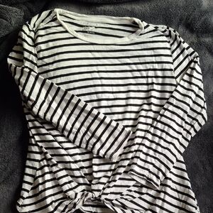 Maurices Black and White Striped Long Sleeve Top